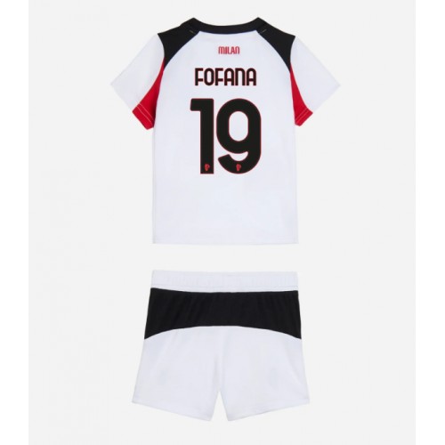 AC Milan Youssouf Fofana #19 Replika Bortatröja Barn 2025-26 Kortärmad (+ Korta byxor)